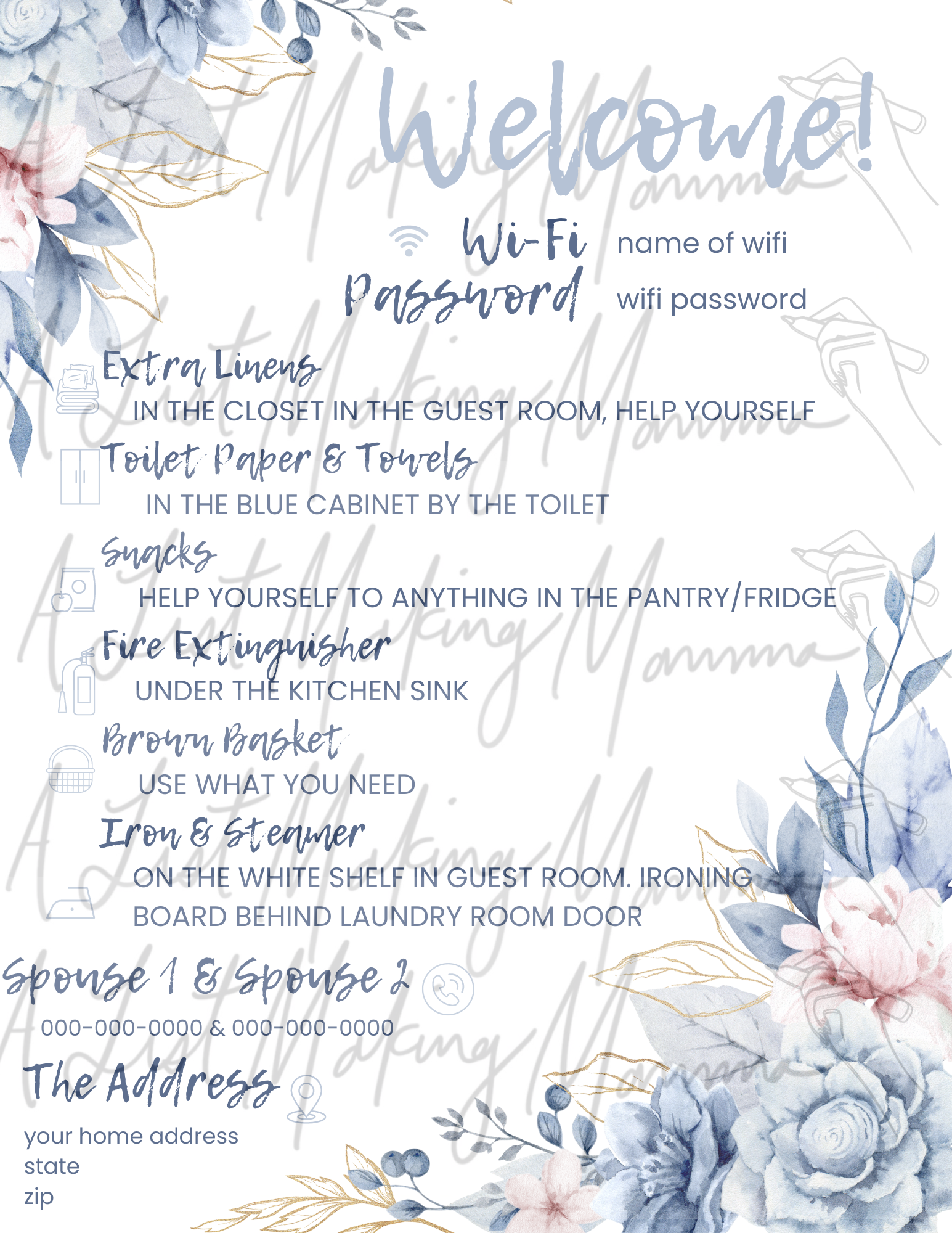 Editable Guest Room Visitor Info Sheet - A List Making Momma